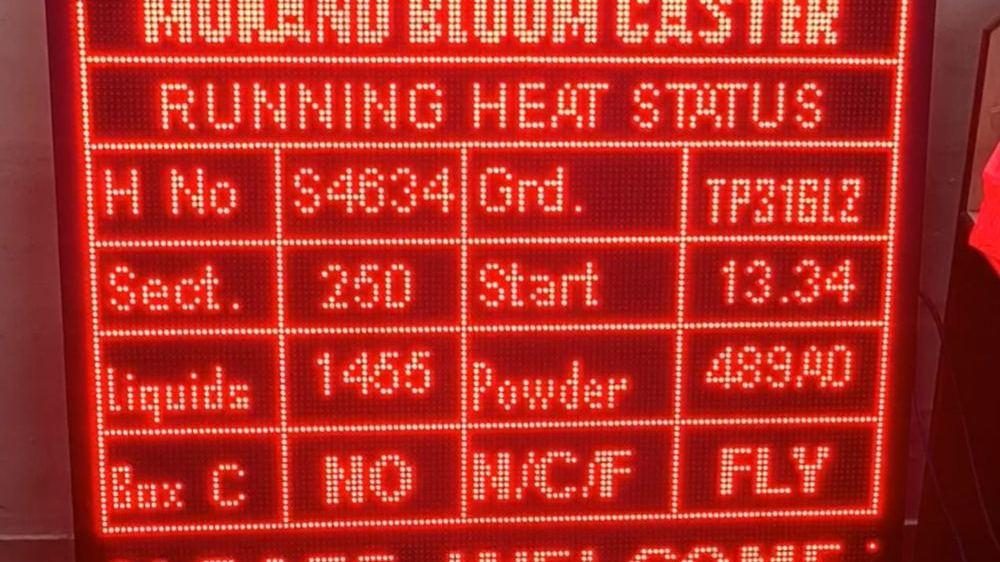 P10 Scrolling Display — Mukand Steel Bloom Caster